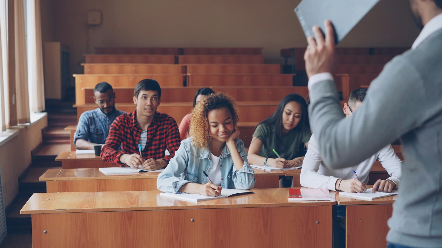 University students attending a classroom lecture